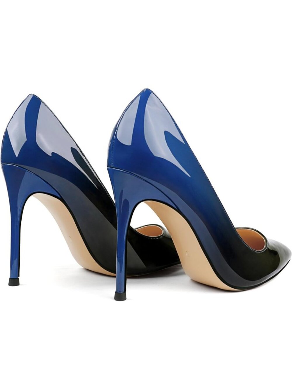 Women's 03 Blue Black Pumps Pointed Toe Slip On Stiletto High Heels Dressy Shoes - Picture 5 of 6